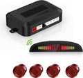 Wireless Parking Sensor, Reverse Radar System with 4 Car Backup Sensors, Wireless LED Distance Display with Sound Warning + 4 Flit Red Color Car Parking Sensor for Auto Vans RV Trailer