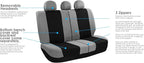 FH Group 3 Row Set 7 Seater Light & Breezy Flat Cloth Car Seat Covers, Combo Steering Wheel Cover & Seat Belt Pads, Airbag an