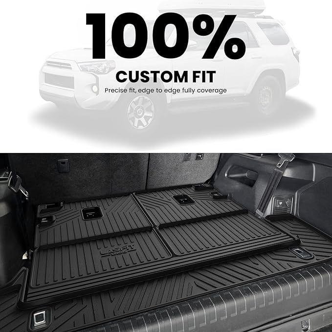 LASFIT Cargo & Backrest Mats for Toyota 4Runner 2010-2024 (Only for 7 Seats), All Weather Custom Fit Cargo Liner for Toyota 4 Runner 2025 TPE Mats Seatback Mat & Trunk Mat, Black