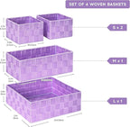 Posprica Woven Storage Baskets for Organizing, Small Black Baskets Cube Bin Container Tote Organizer Divider for Drawer, Clos