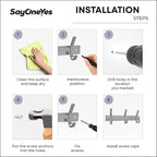 Small Coat Rack Wall Mount – Brushed Nickel 9 Inch Stainless Steel Hook Rail with 3 Heavy Duty Double Coat Hooks – Wall Mount