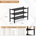 3 Tier Bamboo Shoe Rack Storage Organizer for Closet, Multifunctional Stackable Free Standing Shoe Shelf Organizer for Small 