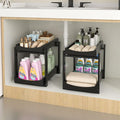 Bamboo Under Sink Organizer and Storage, 2 Pack Pull Out Cabinet Organization, 2 Tier Vertical Slide Out Undersink Storage Sh