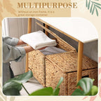 Jingmore 1 Pack Large Decorative File Box Water Hyacinth Letter/Legal Size File Organizer with Lid Collapsible Hand Woven Fil