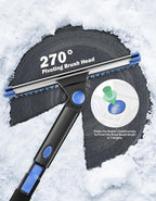 JOYTUTUS 47.7″ Extendable Snow Brush and Ice Scraper, 270° Pivoting Snow Scraper Brush for Car Windshield, Telescoping Ice Scraper, Foam Grip, Heavy Duty Snow Remover for Cars, Trucks, SUV (Blue)