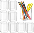 Mototo 8 Pieces Clear Acrylic Pen Holder Acrylic Pencil Cup Clear Makeup Bush Holder Acrylic Desktop Stationery Organizer for