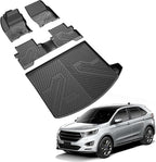 LASFIT Floor Mats and Cargo Liner for Ford Escape 2013-2019 All Weather Protector TPE Custom Fit Car Floor Liners, 1st & 2nd Row & Trunk Mat Combo Set, 4PCS Black
