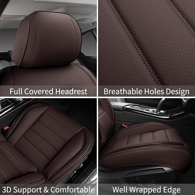 Car Seat Covers Front Seats, 2Pcs Universal Faux Leather Front Seat Covers for Cars, Waterproof Automotive Seat Covers Breath