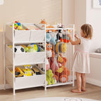 BBLIKE Kids Storage Organizer with 4 Removable Bins, Kids Storage Toy Shelf Organizer for Stuffed Animal Holder for Bedroom P