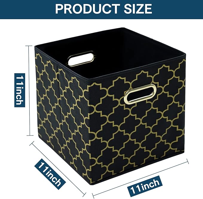 Fabric storage bins Cubes, Fabric Cube Organizer with Handle, Foldable Cube Bins for Cloth or Accessary Storage, 11x11x11, Se