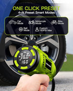 Upgraded Tire Inflator Portable Air Compressor, 5X Faster Inflation, 21V Rechargeable Battery Powered Car Tire Pump w/12V DC Adapter, Large LED HD Display, Air Pump for Car Tires