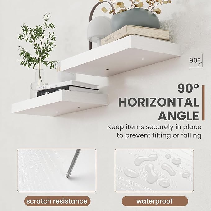 72 Inch Floating Shelves, 8 Inch Deep Floating Shelves for Wall, Hanging Shelf with Invisible Brackets, Deep Shelves for Bath