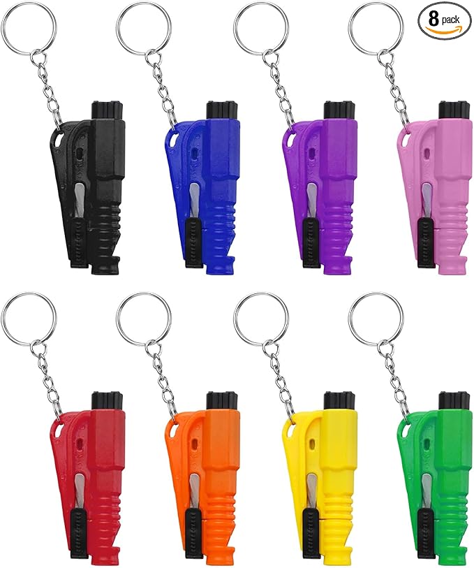 LECART 8 Pack Car Window Glass Breaker Keychain Emergency Escape Tools 3 in 1 Design Safety Tool with Window Breaker Seatbelt