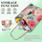 Car Trash Can, Cute Car Trash Bag, Hanging Car Organizer and Storage Bag, Trash Bin for Car Accessories, Vehicle, Travelling, Camping Cute Flower and Butterfly