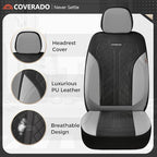 Coverado Leather Car Seat Cover for 2 Seats Front Seat Covers Waterproof Seat Covers 2-Pack Luxury Car Seat Protectors Univer