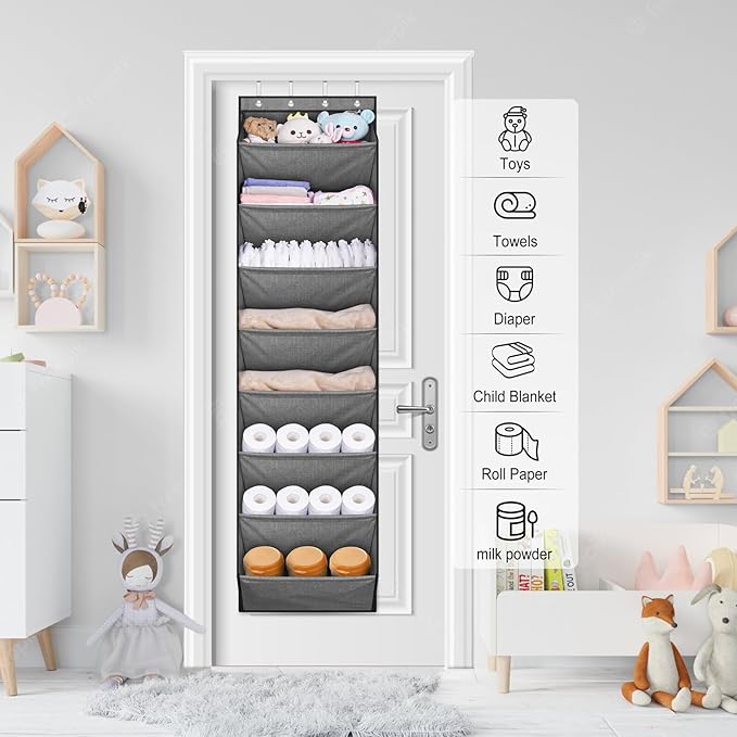SLEEPING LAMB Over The Door Shoe Organizer for Closet with Large Deep Pockets, Narrow Shoe Rack for Door Hanging Boots Storag