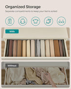 SONGMICS Set of 6 Large Size Wardrobe Clothes Organizers, 6-Compartment Foldable Drawer Organizers with Handles, 16.5 x 11.8 