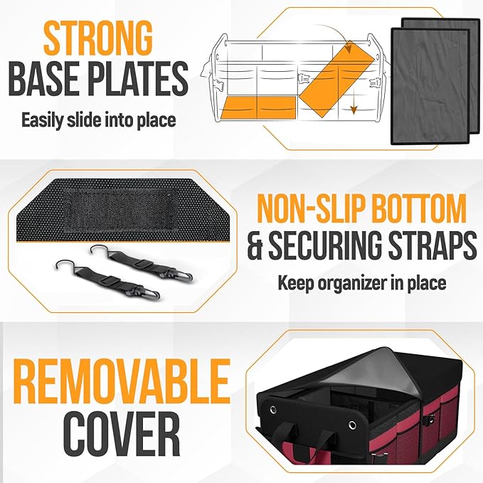 FORTEM Trunk Organizer For SUV Car Organizer and Storage, Multi-Compartment Storage Bag Car Accessories for Women Men, Perfect