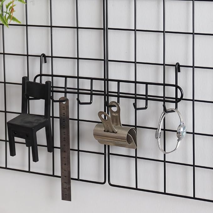 Metal Mesh Wall Grid Panel Hanging Basket,Display Shelf,Pen Holder,Hooks Rack,Bookshelf,Decorative Desk Storage Organizer for