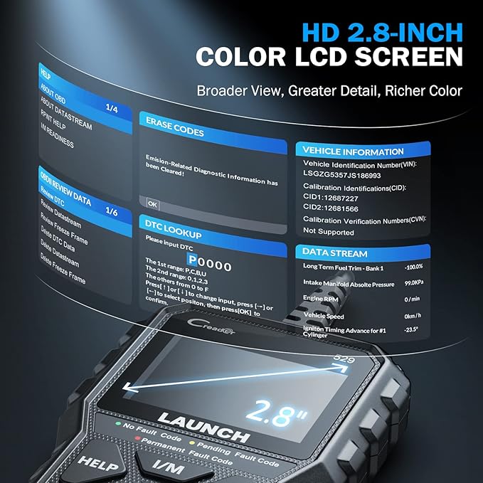 Launch CR529 OBD2 Scanner Diagnostic Tool, Full OBD2 Scanner for Car, Free Lifetime Upd. Check-Egine-Light Code Reader, 5