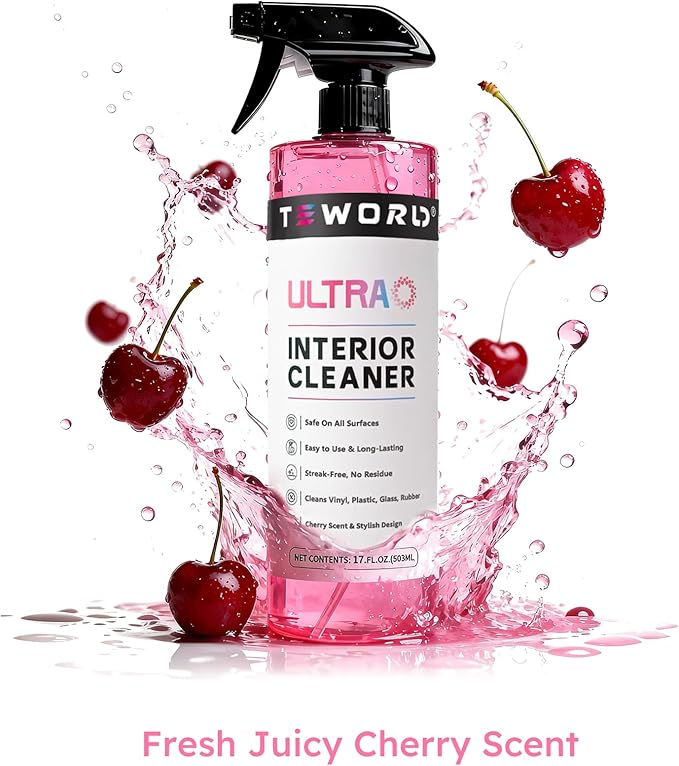 Premium Car Interior Cleaner (17oz Brush + Towel) | Interior Car Cleaner for Leather, Vinyl, Glass & Plastic | Residue-Free M
