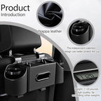 Back Seat Car Organizer,4 in 1 Multifunctional Car Back Seat Storage Box with Drink Cup Holder Tissue Box, for Hold Phone,Snacks, Drinks, Handbag-Black