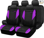 CAR PASS Purple Leather Seat Covers, Quilting Pretty Car Seat Cover with 5mm Composite Sponge Inside,Airbag Compatible,Univer