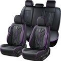 Coverado Leather Seat Covers, Car Seat Covers Full Set, Nappa Leather Seat Covers for Cars, Car Seat Protectors Waterproof, 5