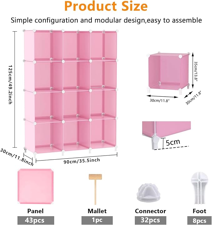 AWTATOS Cube Storage Organizer Protable Closet Organizers and Storage for Kids DIY Stackable 12 Cube Storage Shelves Clothes 