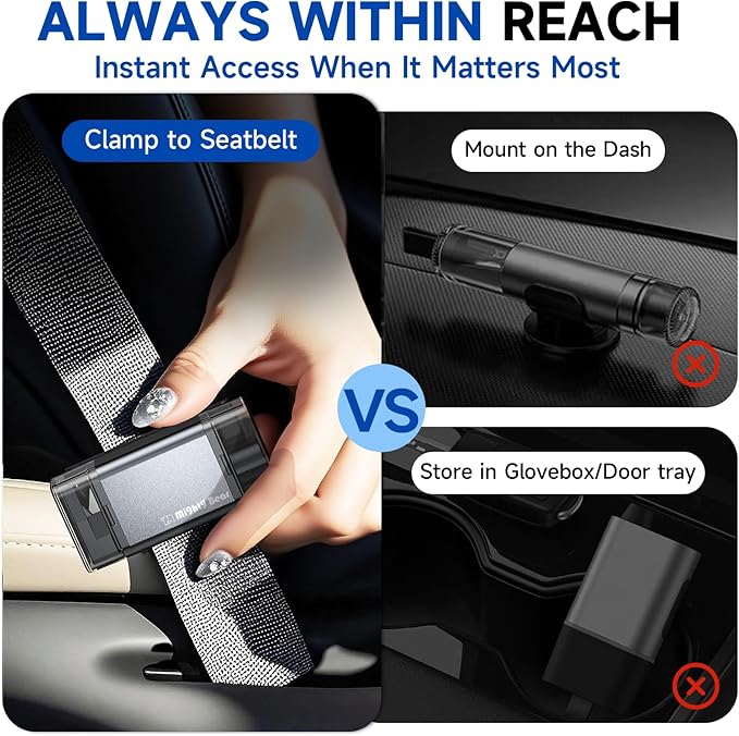 MightY Bear Window Breaker Seatbelt Cutter, 2-in-1 Car Emergency Tool, Underwater Glass Breaker for Traffic Accidents and Fam