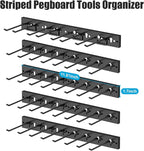 CCCEI 5 Modular Pegboard Strip Storage, Metal Peg Slat Wall Mount for Garage, Basement, Garden, Laundry Room Organization. Fl