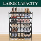 Smiry Bamboo Shoe Rack 6-Tier, Stackable Wooden Shoe Organizer for Entryway & Closet, Free Standing Wood Shoe Storage Shelf f