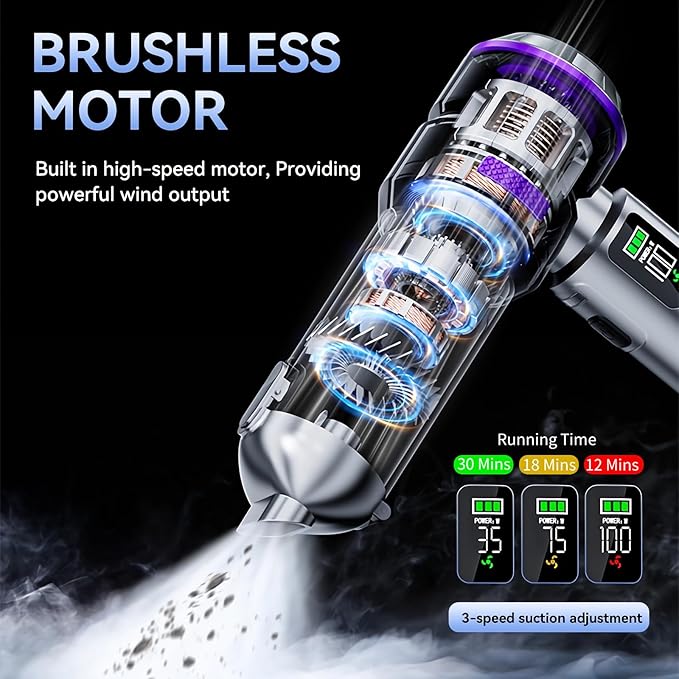 Car Vacuum Cleaner High Power 20000Pa – Cordless Handheld Mini Vacuum & Air Duster for Car & Desk, Home, Office & Camping, Id
