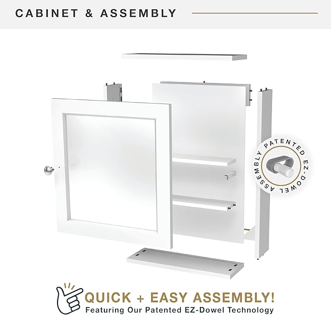 MCS 23x16 White Medicine Cabinet Organizer, Wall Mounted Bathroom Cabinet for Over-The-Toilet Storage, Bathroom Furniture & R
