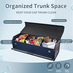 Car Trunk Organizer, Leather Trunk Organizer for Suv with Lid and Push-pull Handle Car Trunk Leather Storage Box Extra Large Ca