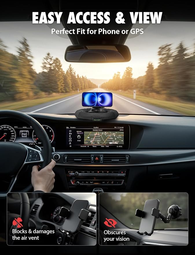 Bracketron NavMat Portable GPS Dash Pad Converts Windshield GPS Mount into Dashboard Mount Weighted Beanbag Friction Base 8 inch Base 3.5 inch Center