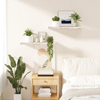 Vivelove Elm Floating Shelves for Wall Solid Wood, 24 Inches Long Rustic Wall Shelf with Invisible Bracket for Living Room Be