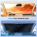 Windshield Sun Shade for 2021-2025 2026 Ford Mustang Mach-E Accessories Upgraded Double-Layer Front Window Sunshade Cover Sun Visor Protector Foldable Block UV Rays Keep Vehicle Cool