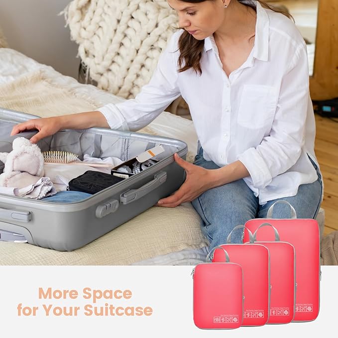 Cambond Compression Packing Cubes for Travel - Lightweight Expandable Travel Bags Luggage Organizers Travel Essentials Compre