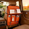 Car Back Seat Organizer, Black Woven Leather Storage Bag, Multifunctional Rear Seat Protector with Tablet Holder, 25.2x17.7 Inches, Abrasion Resistant, Orange
