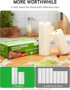 Syntus 11" x 75' and 8" x 75' Food Vacuum Seal Roll Keeper with Cutter Dispenser, Commercial Grade Vacuum Sealer Bag Rolls, B