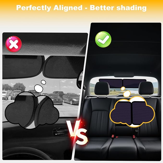 XCBYT Square Car Window Shades for Windshield & Side Windows, 2-Pack Static Cling Glare Blocker, Removable Tint, Long Size for Wider Coverage, Semi-Transparent with Strong Hold (15.75" x 7.09")