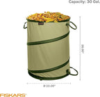 Fiskars Kangaroo Collapsible Spring Up Garden Bag for Yard Waste, Grass, Branches & Weeds, Tear & Mildew Resistant Vinyl-Coat
