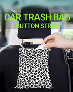 Car Trash Can, Durable Hanging Car Trash Garbage Bag, Cute Automotive Garbage Cans Organizer, Black White Leopard