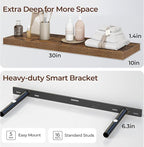 Fun Memories Floating Shelves for Wall 30 Inch Set of 3, Farmhouse Floating Shelves with Invisible Heavy Duty Bracket, 10 Inc