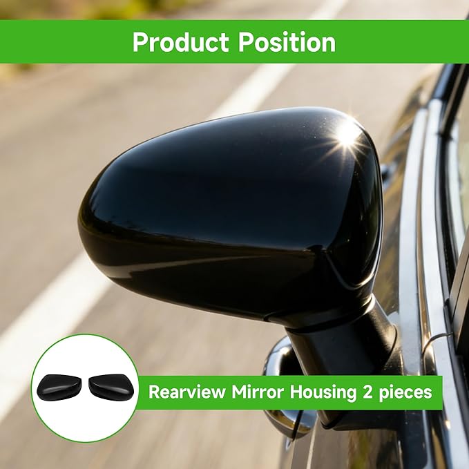 munirater 2Pcs Front Driver Side and Passenger Side Rearview Mirror Cover Cap Replacement for 2008-2012 Accord