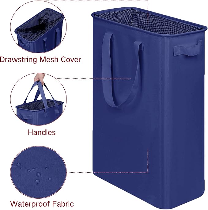 efluky Slim Laundry Basket, Narrow Laundry Hamper with Handles, Collapsible Dirty Clothes Hamper, Tall Laundry Bin for Laundr