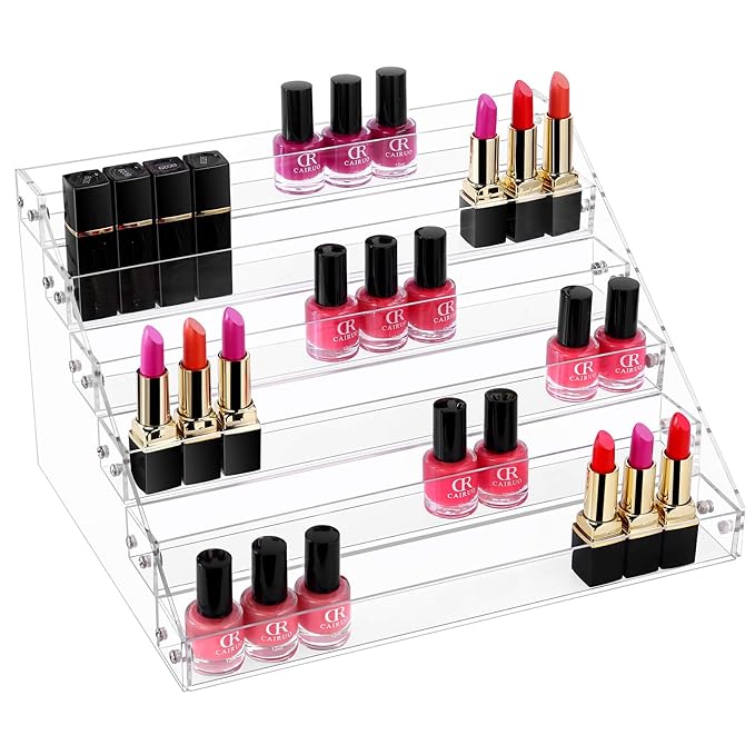 Gospire 6 Tier Clear Acrylic Nail Polish Ink Rack Sunglasses Organizer Eyeglasses Display Rack essential oil Stand Holder Jew