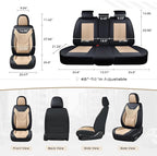 Coverado Car Seat Covers with Lumbar Support, Front Covers for Cars, Universal Automotive Seat Cover, Waterproof, Leather Car