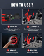 Jump Starter 4000A, VACASSO A9 Battery Jumper Starter Portable (7L Gas/4L Diesel), 12V Car Battery Booster Jump Starters